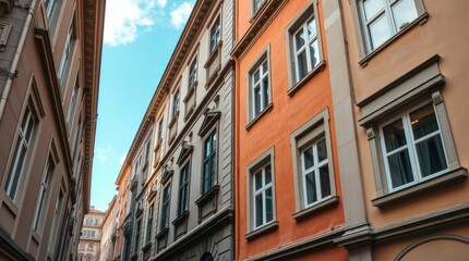 Obraz premium Vintage architecture photography showcases european facade with classical aesthetics