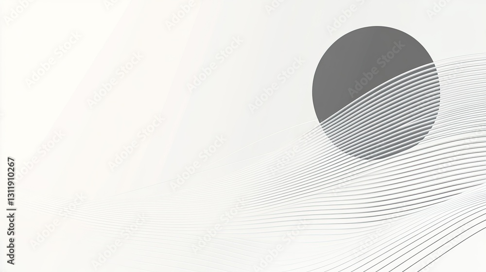 Poster abstract minimalist background with wavy lines and circle shape