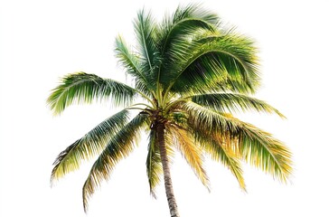 Obraz premium Tall Palm Tree with Lush Leaves Against a White Background Ideal for Summer and Vacation Themes : Generative AI