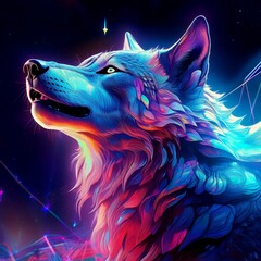 Fototapeta premium wolf howling at night