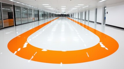 Modern Orange & White Corridor Floor Design