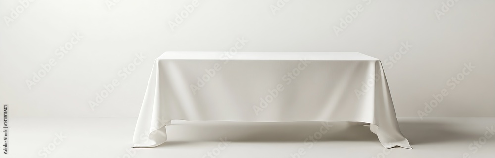 Aufkleber Simple White Table with Tablecloth on a Smooth Surface for Events or Gatherings : Generative AI