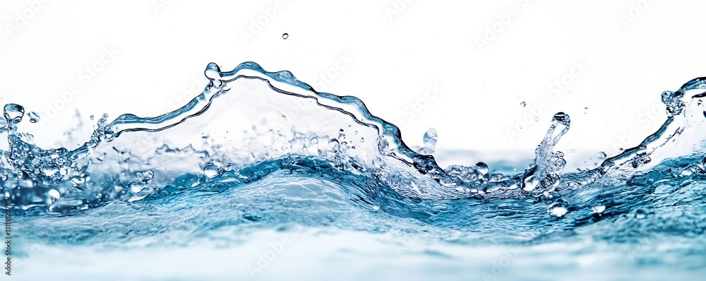 Fototapete close up of water waves with splashes and reflections capturing movement : generative ai