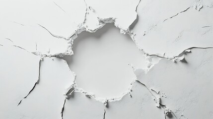 Obraz premium Realistic Wall Break Concept with Cracked Surface Showing Empty White Space : Generative AI