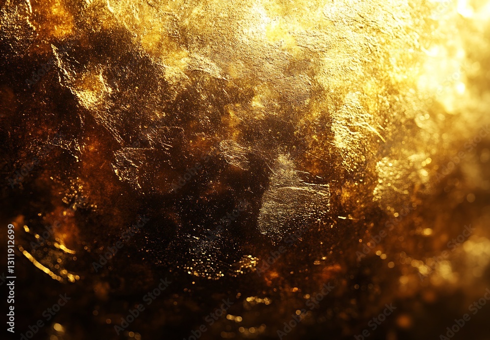Poster luxurious golden texture abstract background with shimmering light effects : generative ai