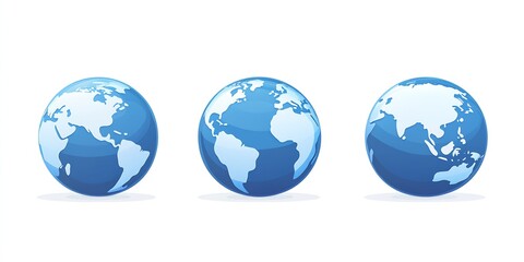 Obraz premium Three Globes Displaying Continents and Oceans in a Bright and Modern Style : Generative AI