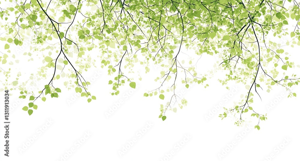 Poster vibrant green leaves creating beautiful natural frame background : generative ai
