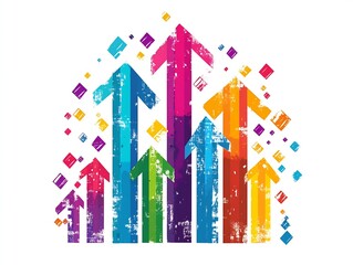 Colorful Arrow Patterns Symbolizing Growth and Upward Trends in Vibrant Abstract Design : Generative AI