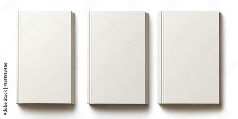 Aufkleber three soft textured beige book covers lined up on a white background perfect for design and publishi