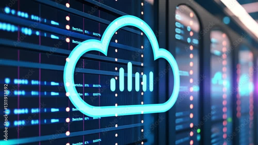 Poster cloud computing data visualization with server background