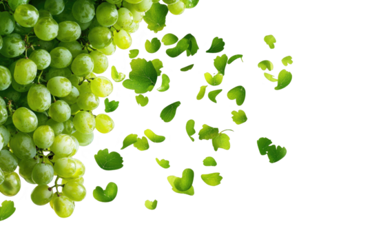 green grape leaves on transparent background