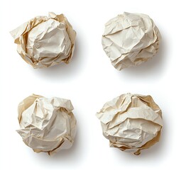 Fototapeta premium Crumpled Brown and White Paper Balls in a Creative Arrangement on White Background : Generative AI