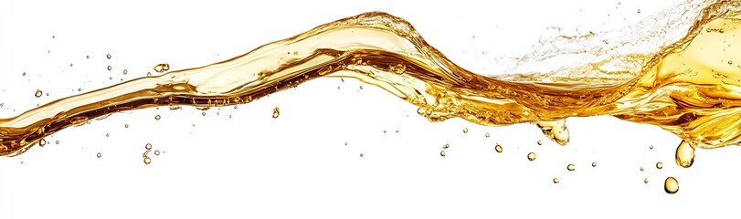 Golden and vibrant splash of cooking oil isolated on white background : Generative AI