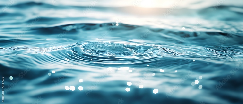 Poster stunning close up of blue water surface with sparkle and calm waves : generative ai