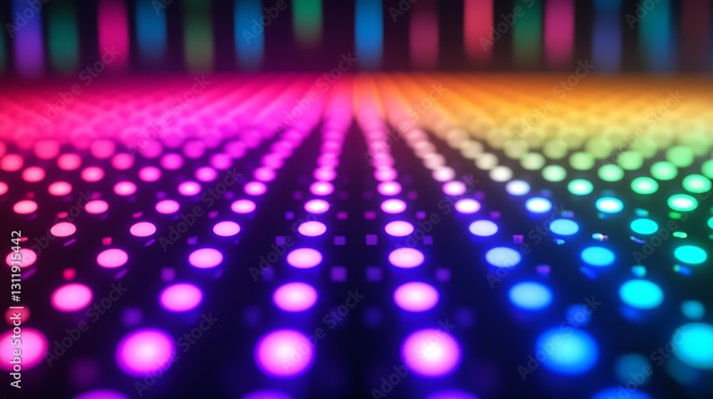 Aufkleber Colorful abstract dots in vibrant patterns showcasing light and technology effects : Generative AI