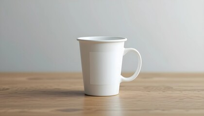 Minimalist Coffee Cup Mockup on Wooden Table