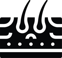  Dermatology Icon Hair with Skin - Black Vector Illustration