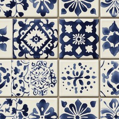 Seamless Beautiful tile design featuring blue and white floral patterns ideal for home decor and interior design projects