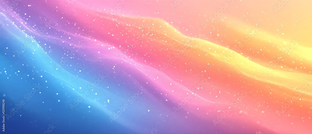 Poster Abstract Colorful Waves of Pastel Gradient with Glittering Particles for Background and Texture : Generative AI