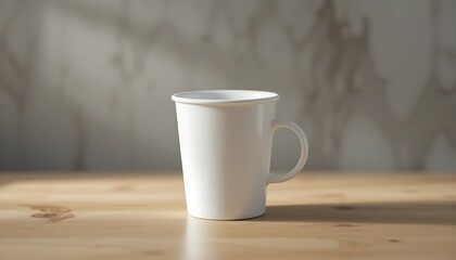 Minimalist Coffee Cup Mockup on Wooden Table