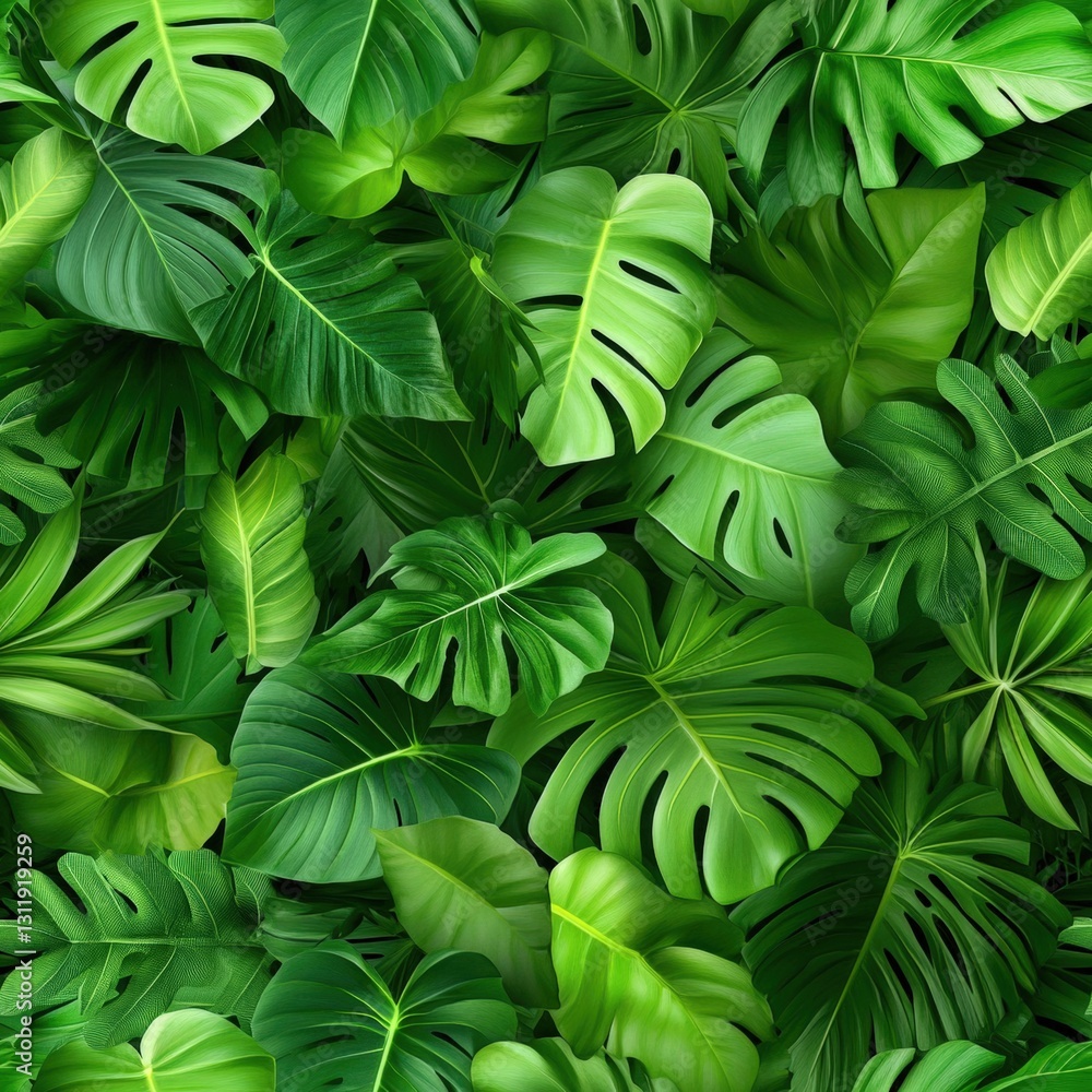 Poster seamless soft and inviting green leaf wallpaper design perfect for creating a calming and refreshing