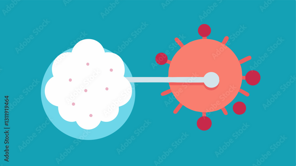 Poster virus icon with swab a simple depiction of a virus icon with a cotton swab alongside it illustrating
