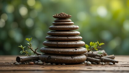Obraz premium Aesthetic Natural Composition of Stacked Small Branches