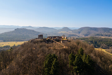 BURGRUINE LINDELBRUNN BEI VORDERWEIDENTHAL / Pfälzerwald / Drohnenaufnahmen