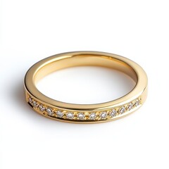 Elegant Gold Ring with Sparkling Diamonds on a Bright Background