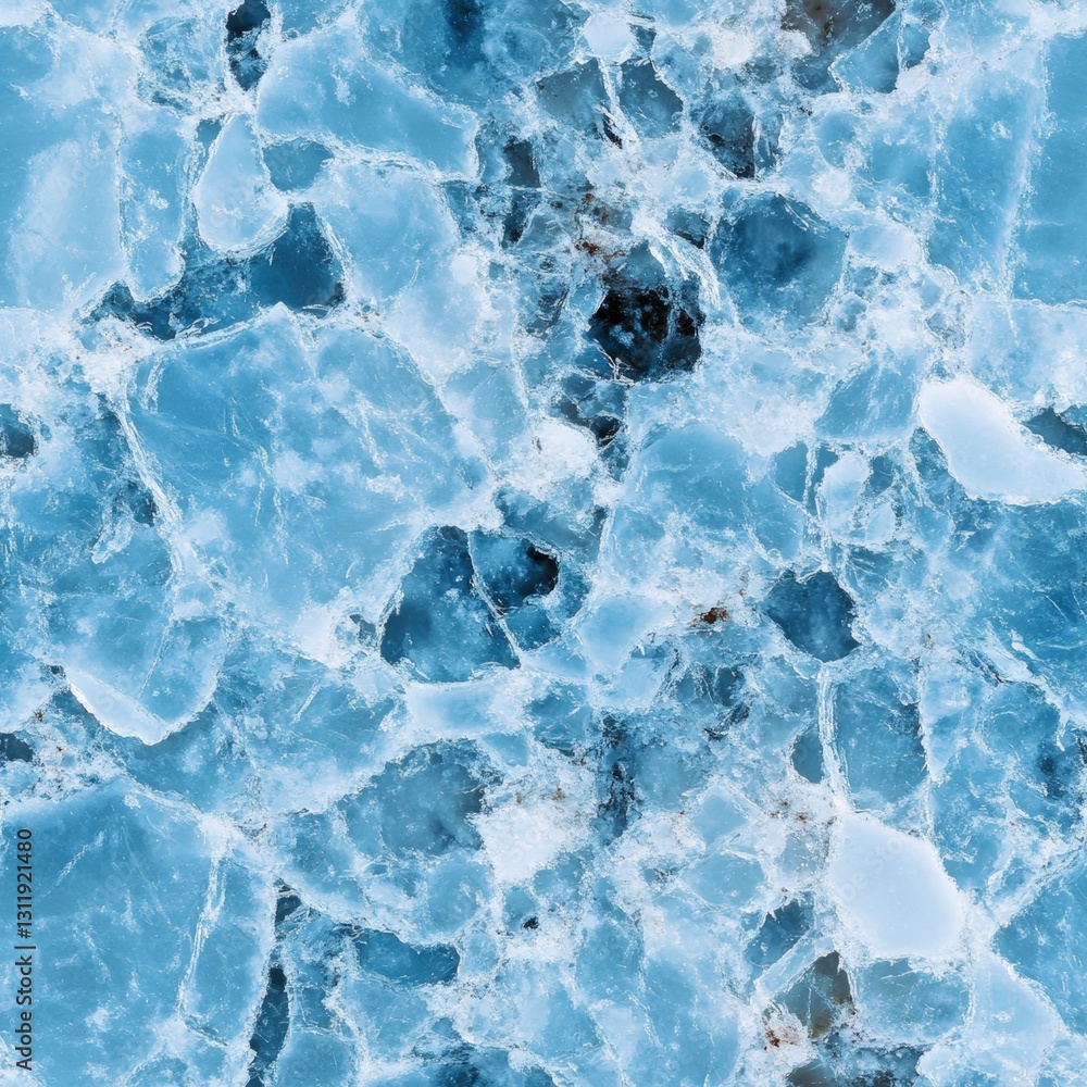 Poster seamless close-up of ice formed on a table surface reflecting light creating a unique artistic compo