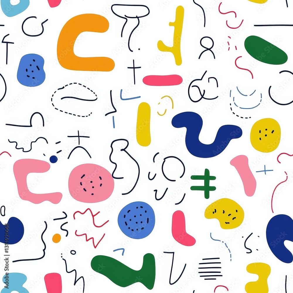 Poster seamless abstract pattern of colorful geometric shapes creating a dynamic and modern design for vari