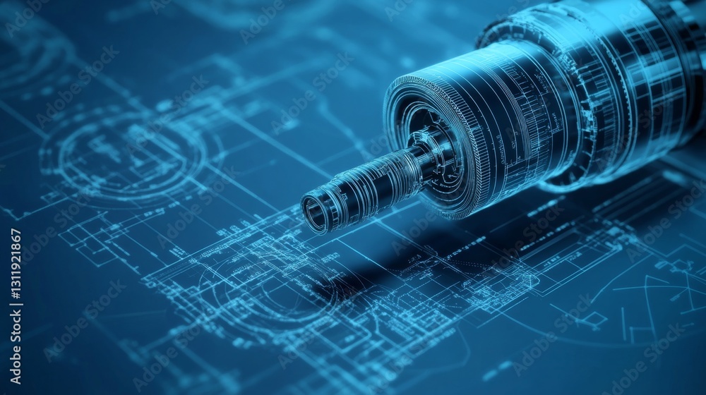 Poster designing precision machinist blueprints engineering workshop technical plans industrial setting exp