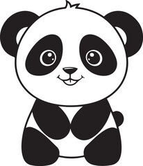 Cute black and white cartoon panda illustration