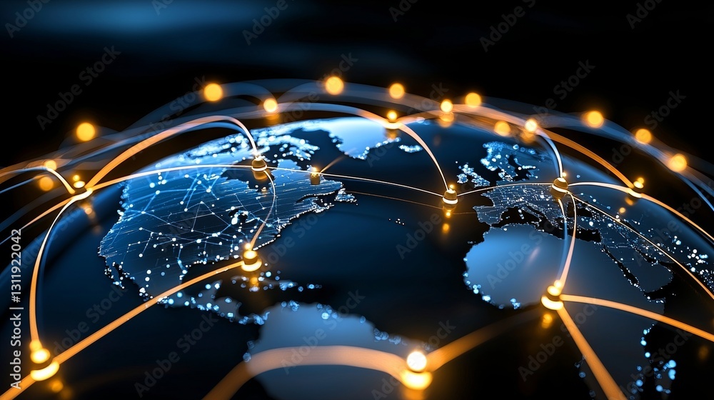Aufkleber global connectivity through internet infrastructure digital world visual representation high-tech en