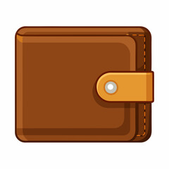 Wallet leather icon illustration with brown color and simple design