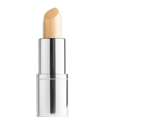 PNG cut out isolated background. A sleek, hydrating lip balm stick in a metallic silver tube, isolated on a transparent background. 