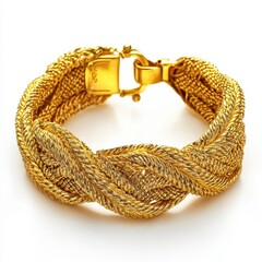 Fototapeta premium Elegant Golden Braided Bracelet with Secure Clasp Design