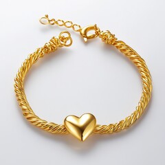 Obraz premium Elegant Gold Bracelet with Twisted Design and Heart Charm