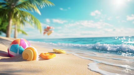 Obraz premium Relaxing day at the sunny beach coastal paradise scenic rendering bright atmosphere aesthetic view clear water bliss