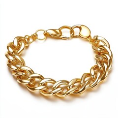 Obraz premium Elegant Gold Chain Bracelet on White Background for Fashion Appeal