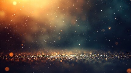 Golden glittering background with spotlight, dramatic lighting
