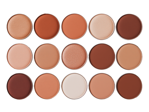 PNG cut out isolated background. A luxurious eyeshadow palette featuring a diverse range of warm, neutral, and deep tones.