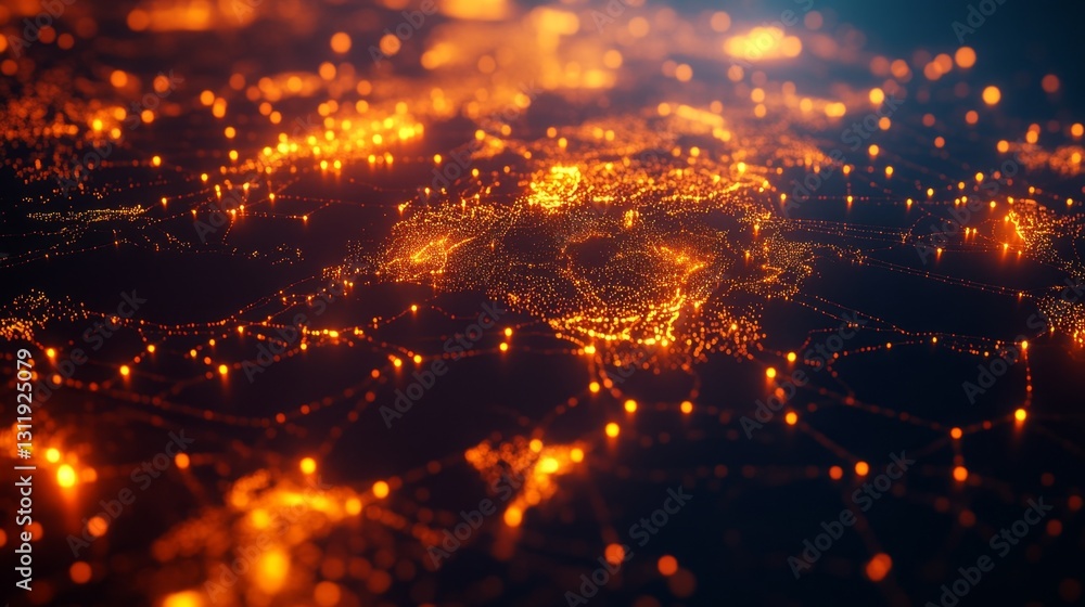 Poster global trade routes visualization world map digital art interactive glowing distribution paths