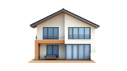 Modern House Design: Two-Story Home Isolated on White Background