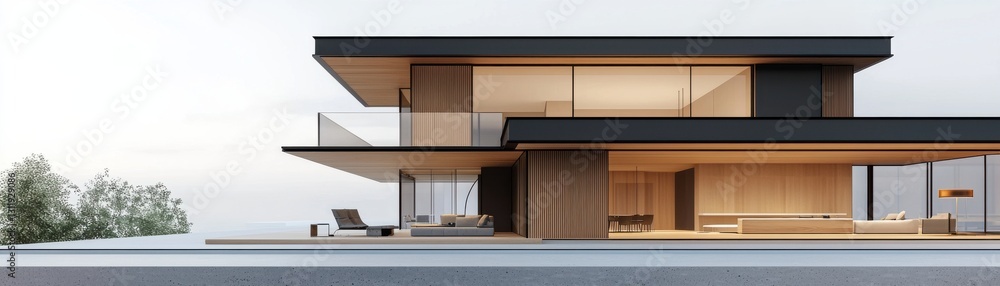 Poster modern architectural design featuring sleek lines and open spaces.