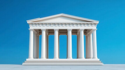 Obraz premium Classical Architecture with White Columns against Blue Sky Background