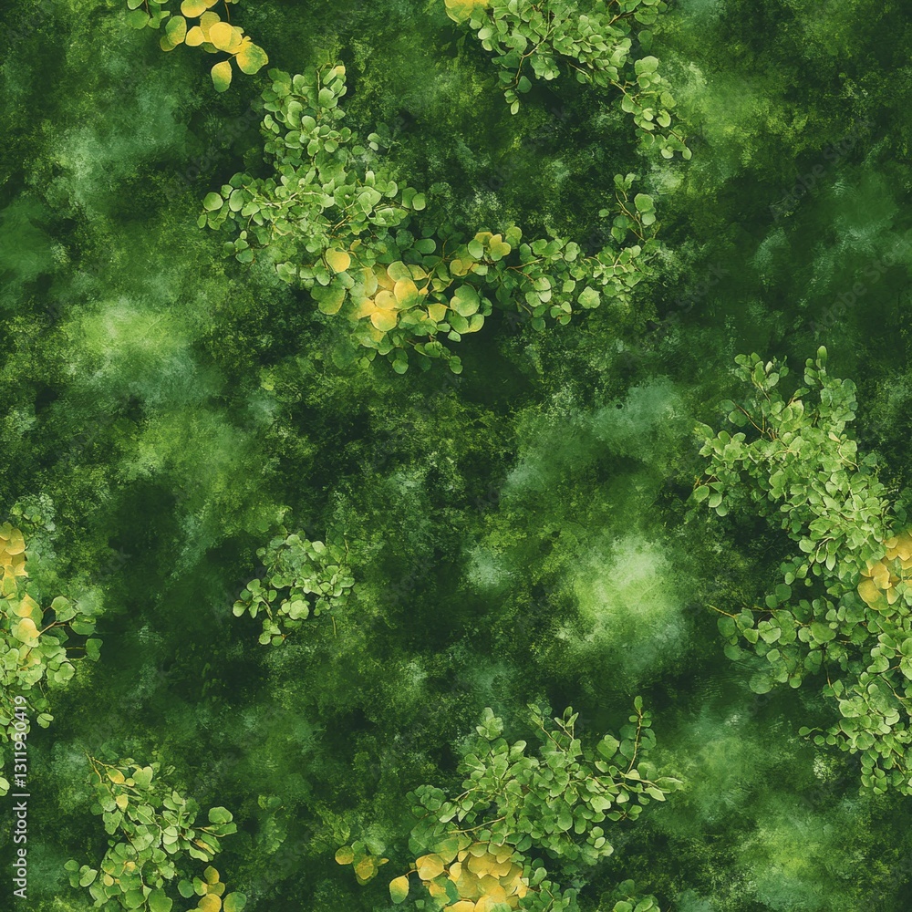 Poster seamless lush green background adorned with leaves creating a fresh and inviting atmosphere perfect 