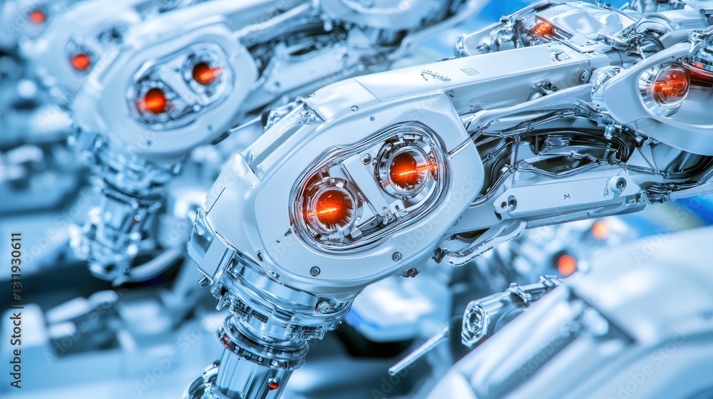 Poster futuristic robotic assembly line: a glimpse into advanced automation
