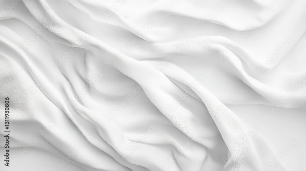 Poster silky waves: an abstract white fabric texture with soft draping folds