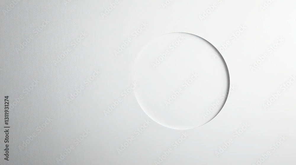 Poster minimalistic composition featuring a smooth, translucent sphere on clean backdrop